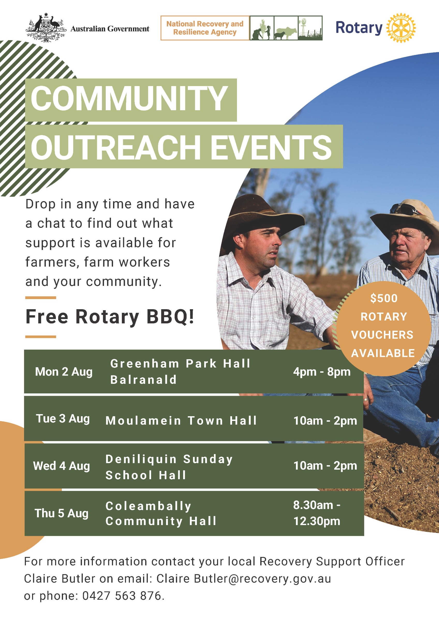 Community Outreach Events - Farming and drought support - POSTPONED - DATE TO BE ADVISED