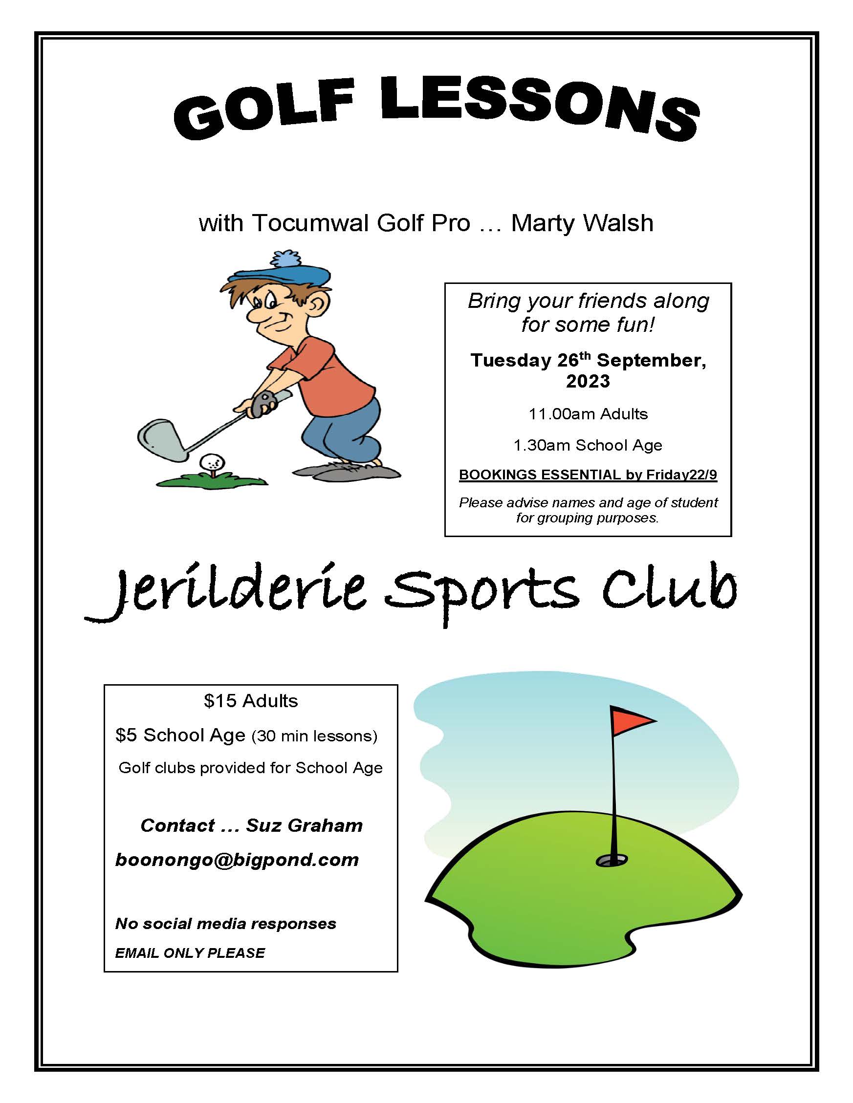 Jerilderie Sports Club - School Holiday Golf Lessons