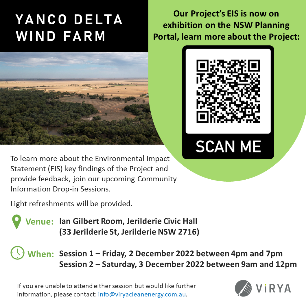Yanco Delta Wind Farm Community Information Drop in Sessions
