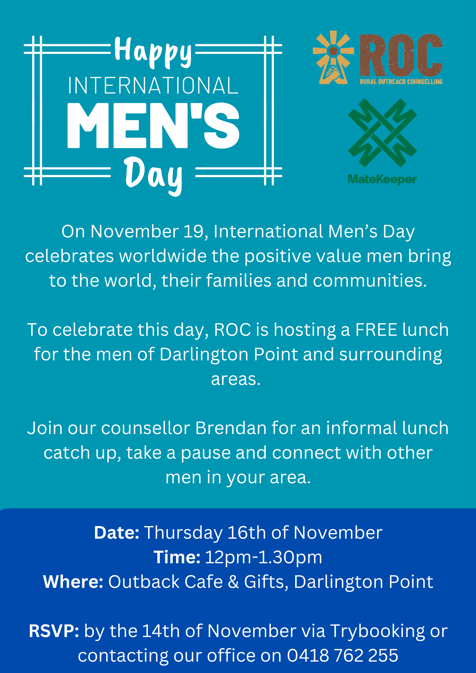 International Men's Day Lunch - Darlington Point